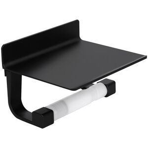 Toilet Paper Holder with Phone Accessories Shelf Aluminum Alloy Black